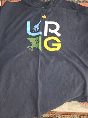 Lrg Navy Tee with Blue, Green, Yellow & White Logo